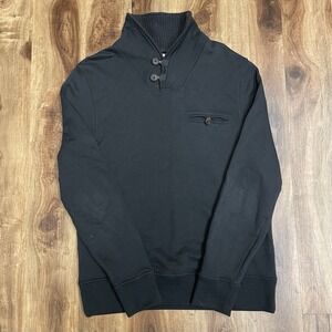 Billy Reid Shiloh Shawl Collar Pullover Sweatshirt Men L Black Cotton Heritage